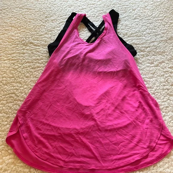 Fabletics pink tank with black bra - Picture 1 of 2